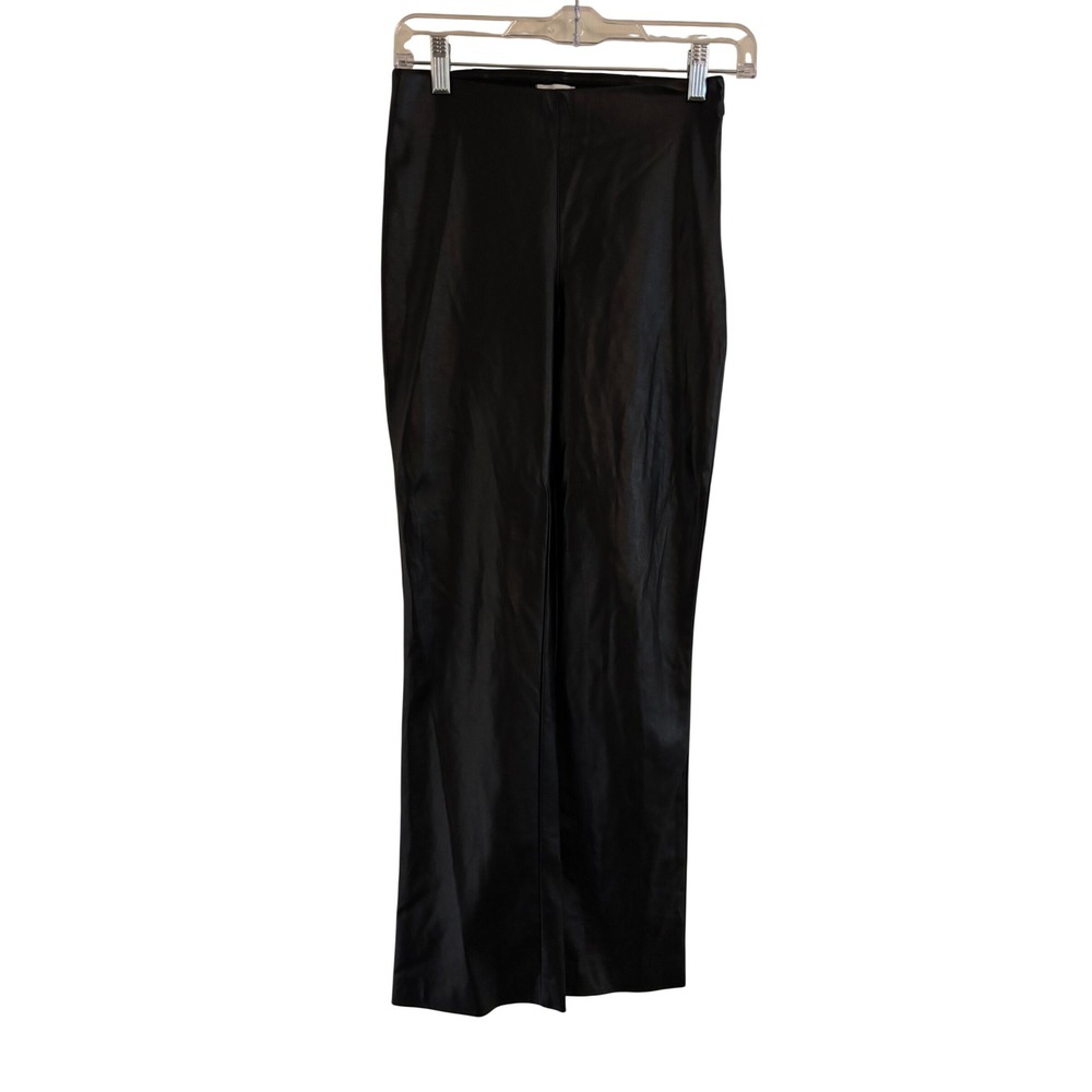 Wilfred Aritzia Black Faux Leather Straight Leg Pants Size 0
